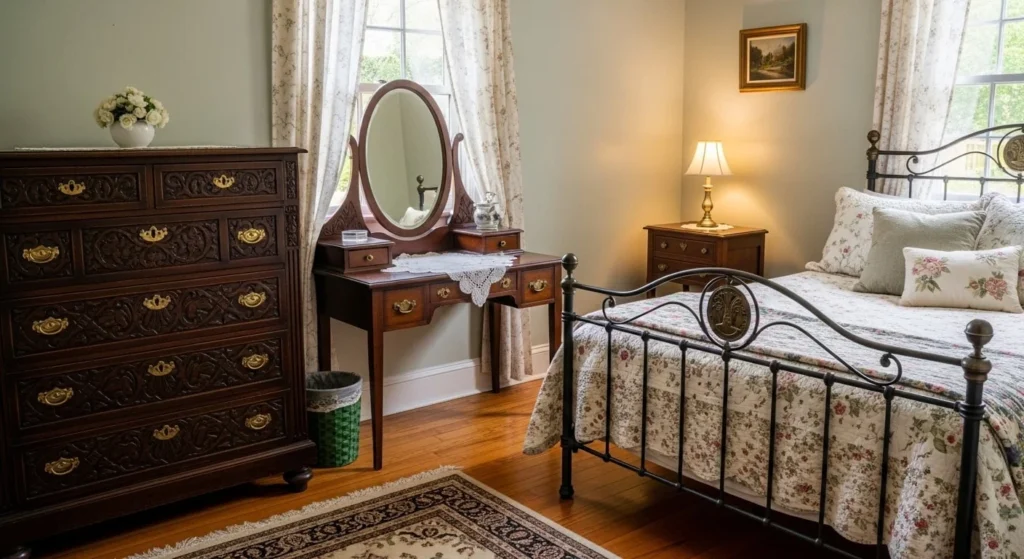 10 Vintage Bedroom-Ideas for a Nostalgic Touch 3 Antique Furniture-min
