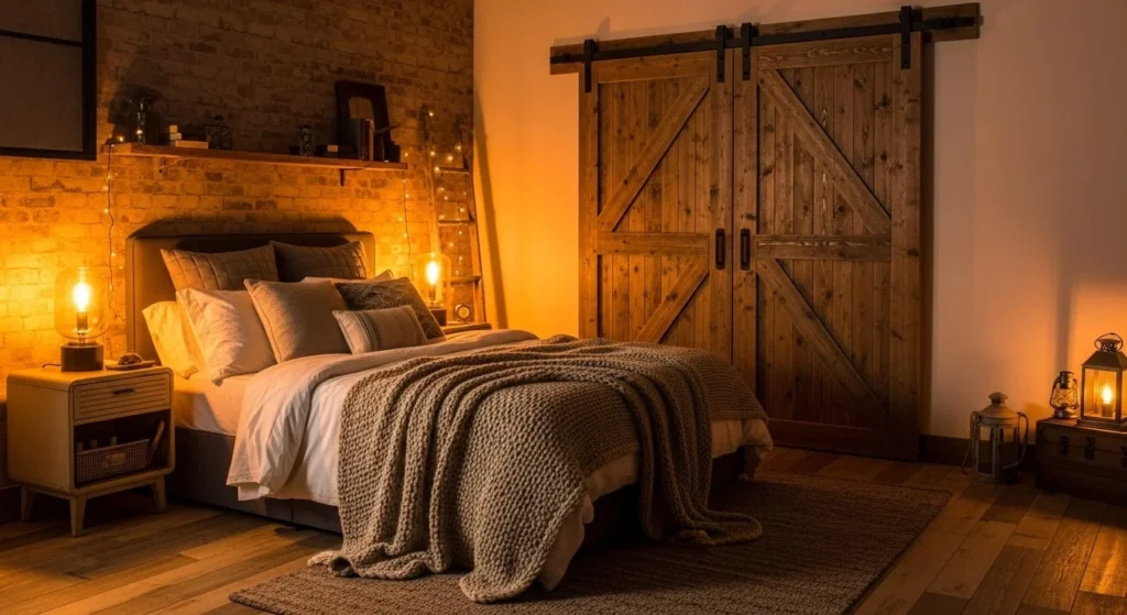15 Rustic Bedroom Ideas with Natural Charm 13 Barn Door Closet-min