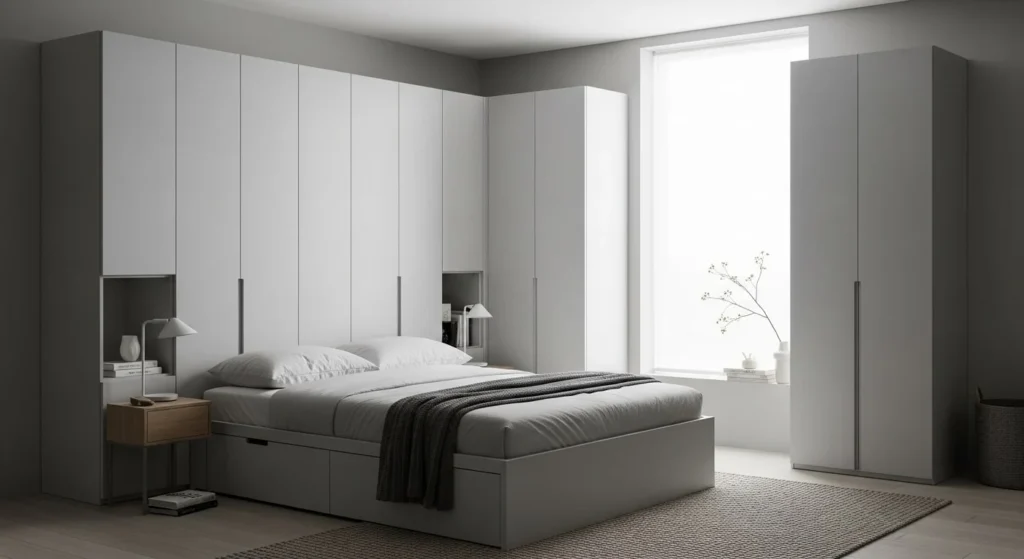 16 Organic Modern Bedroom Inspiration Ideas for a Stylish and Natural Space 14 Built-In Storage Solutions-min