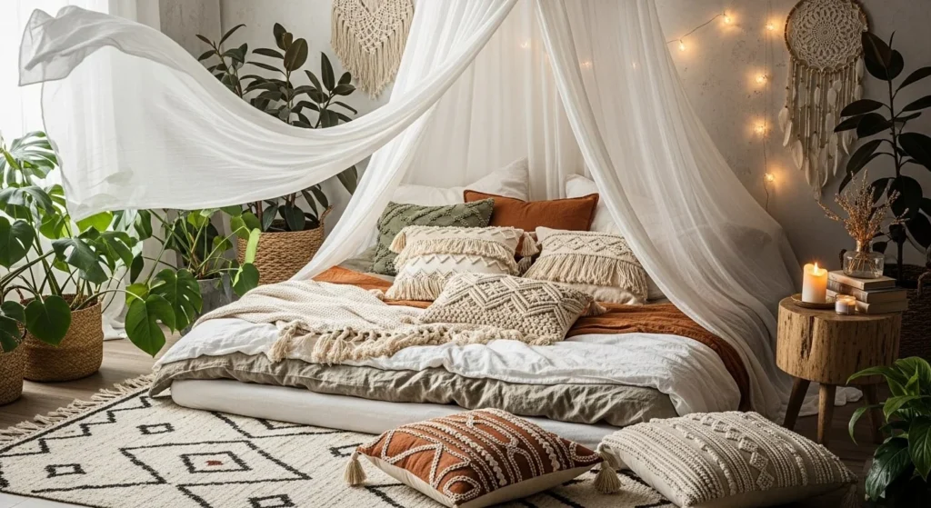 12 Boho Bedroom Ideas to Create a Relaxed Vibe 11 Canopies/Draped Fabrics-min