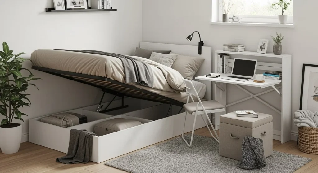 12 Small Bedroom Ideas to Maximize Space and Style 4 Choose Multifunctional Furniture-min