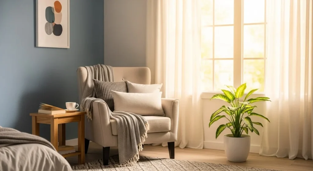 12 Romantic Bedroom Ideas for a Soft and Dreamy Look 13 Cozy Seating Nook-min