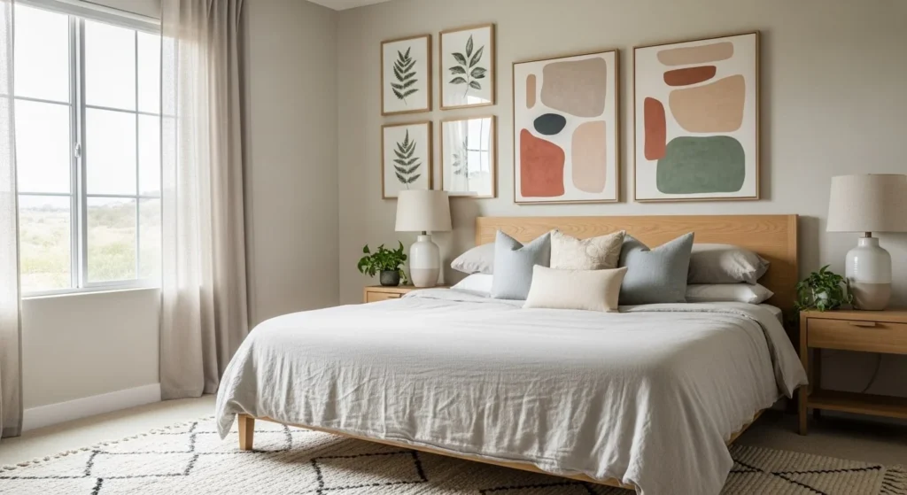 16 Organic Modern Bedroom Inspiration Ideas for a Stylish and Natural Space 11 Earth-Inspired Artwork-min