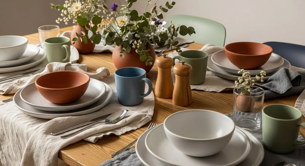 15 Earth Tone Ideas to Create a Timeless, Cozy Space 13 Earthen Tableware and Accessories-min