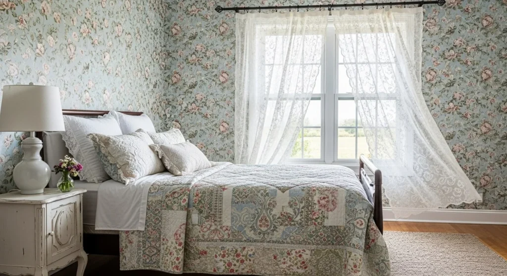 10 Vintage Bedroom-Ideas for a Nostalgic Touch 5 Floral Patterns-min