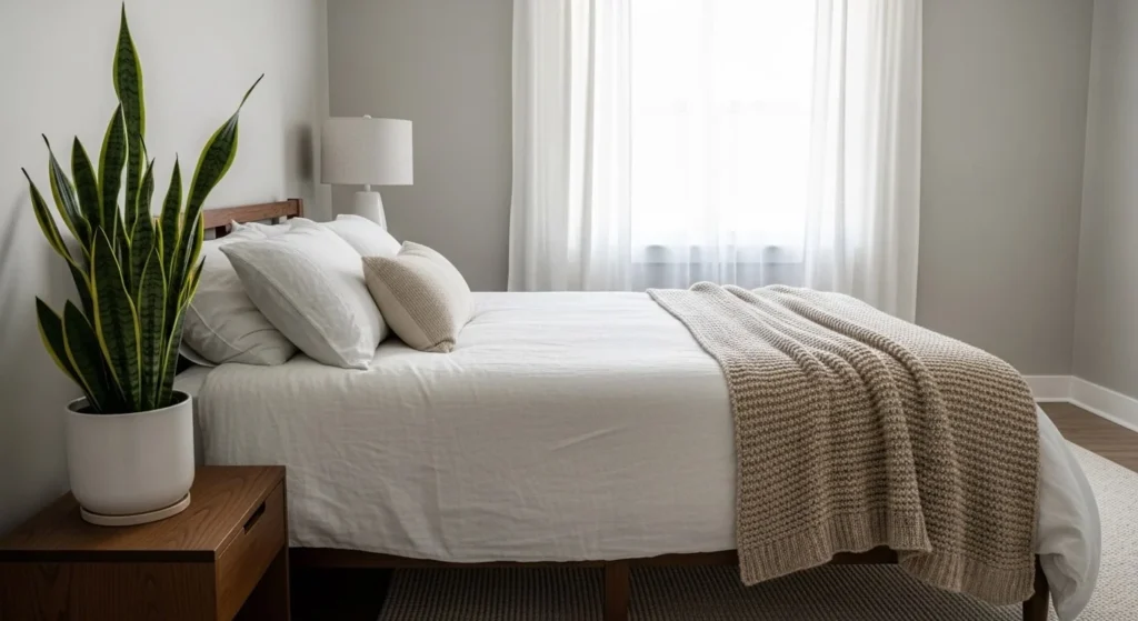 10 Minimalist Bedroom Ideas for a Clean and Calm Retreat 9 Greenery for Freshness-min