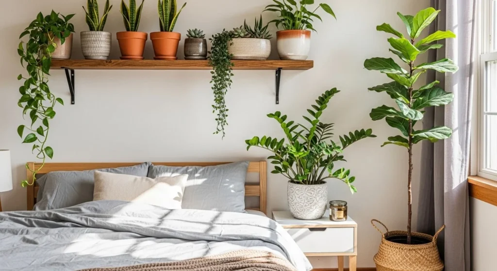 12 Scandinavian Bedroom Ideas with Cozy Minimalism 8 Greenery-min