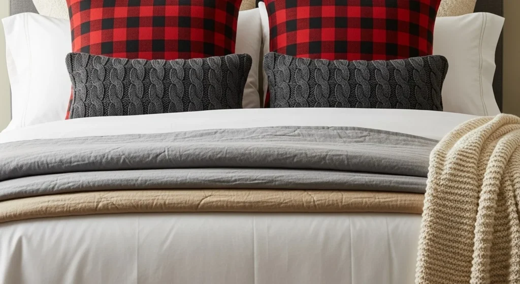 10 Modern Farmhouse Bedroom Ideas for Rustic Charm 6 Layered Bedding-min