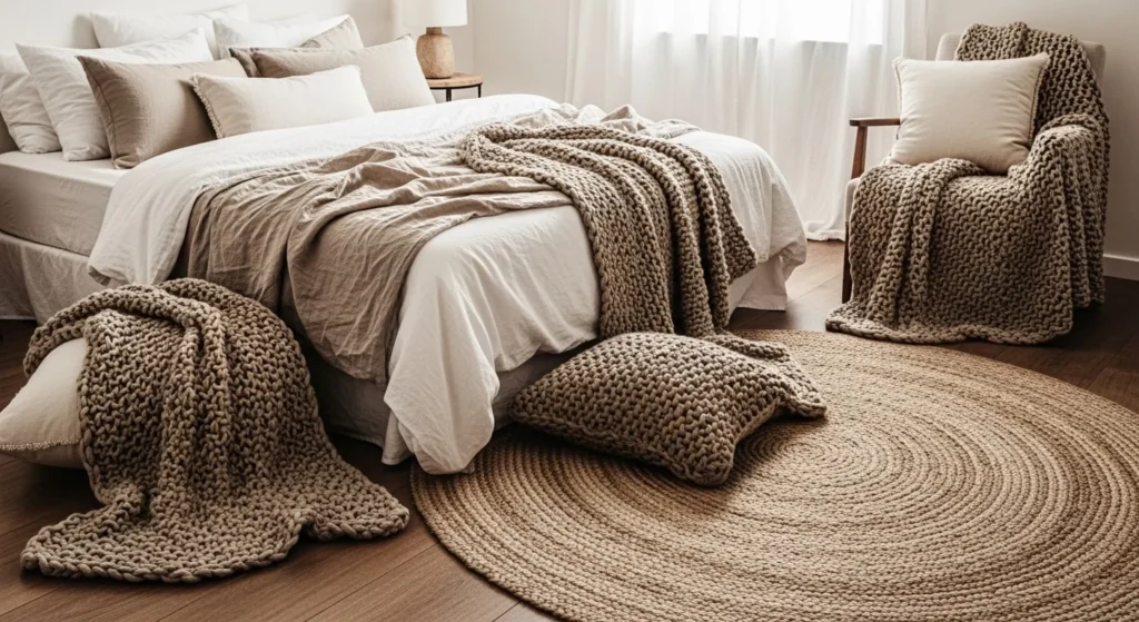 16 Organic Modern Bedroom Inspiration Ideas for a Stylish and Natural Space 4 Layered Natural Textures-min