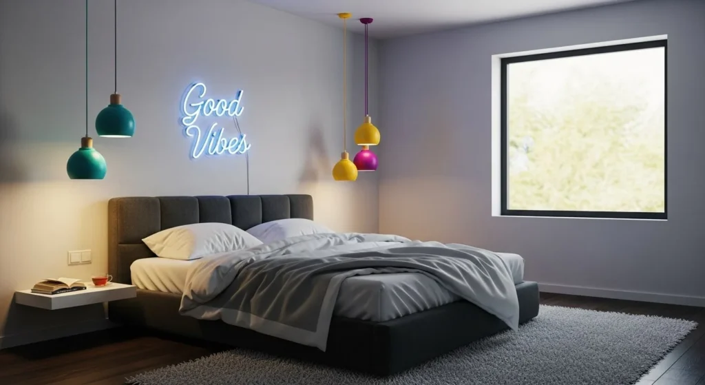 15 Colorful Bedroom Ideas to Brighten Your Space 8 Lighting Fixtures-min