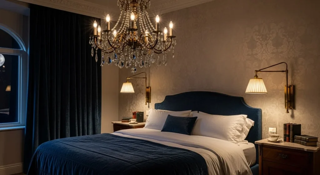 10 Vintage Bedroom-Ideas for a Nostalgic Touch 6 Lighting-min