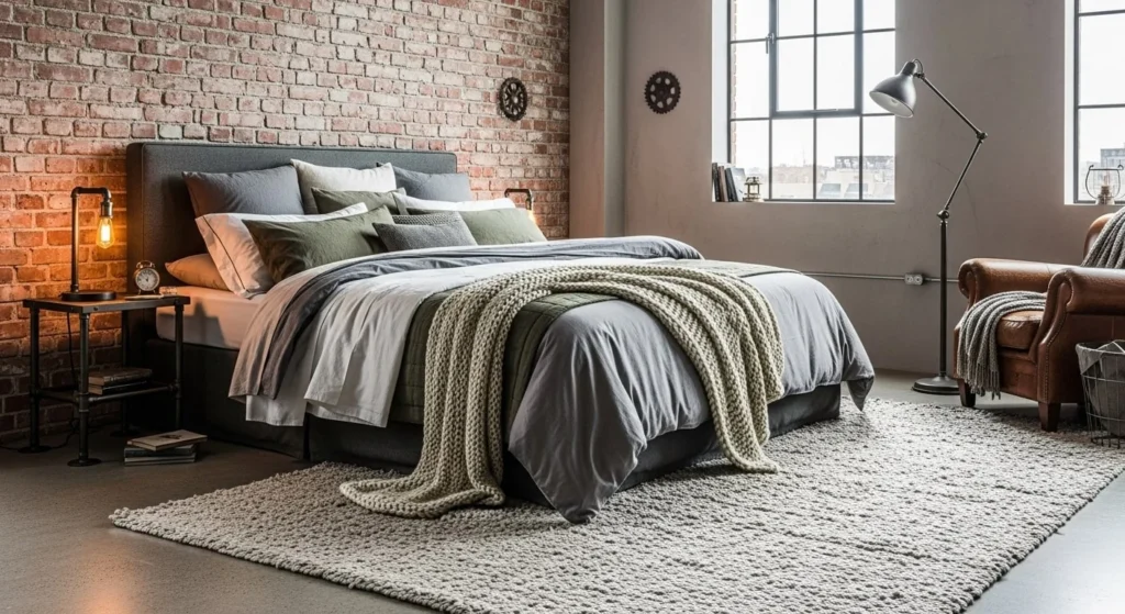 10 Industrial Bedroom Ideas with Urban Edge 12 Mix Comfort with Edge-min