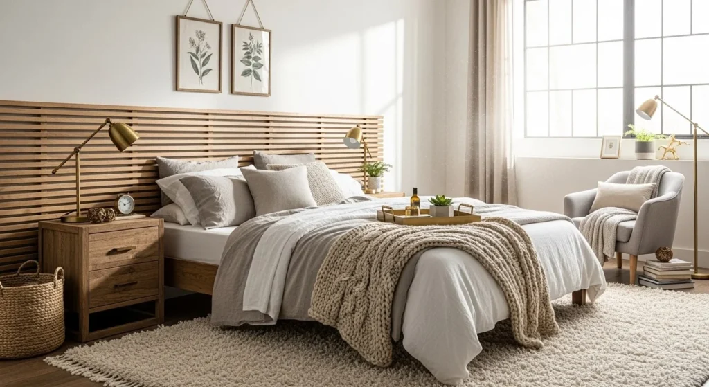 15 Cozy Bedroom Ideas with Warm Lighting and Textures 17 Mix Textures-min