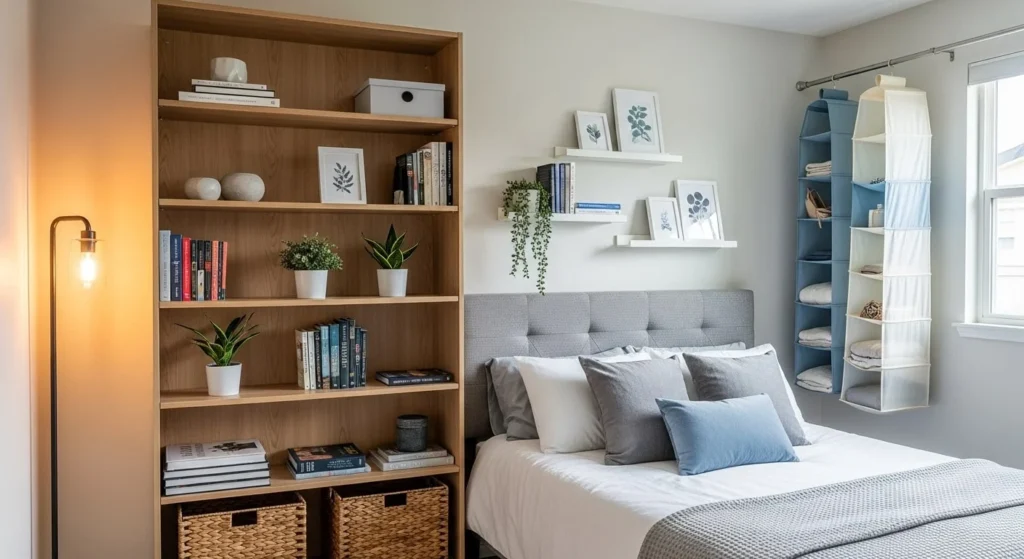 12 Small Bedroom Ideas to Maximize Space and Style 6 Opt for Vertical Storage-min