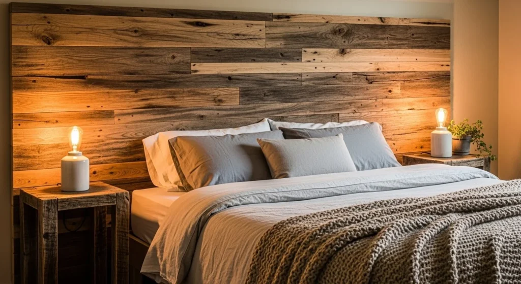 15 Rustic Bedroom Ideas with Natural Charm 4 Reclaimed Wood Headboard-min