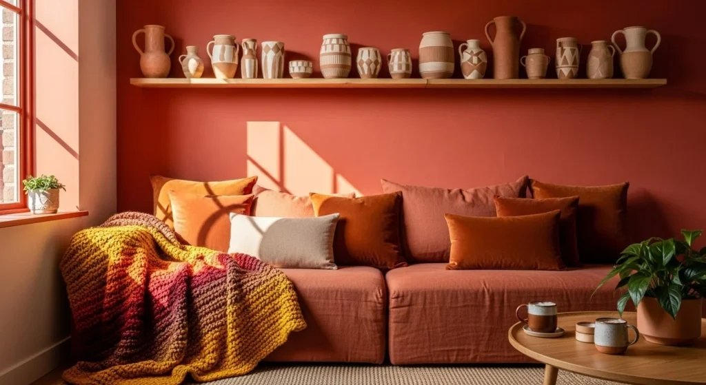 15 Earth Tone Ideas to Create a Timeless, Cozy Space 4 Rich Terracotta Accents-min
