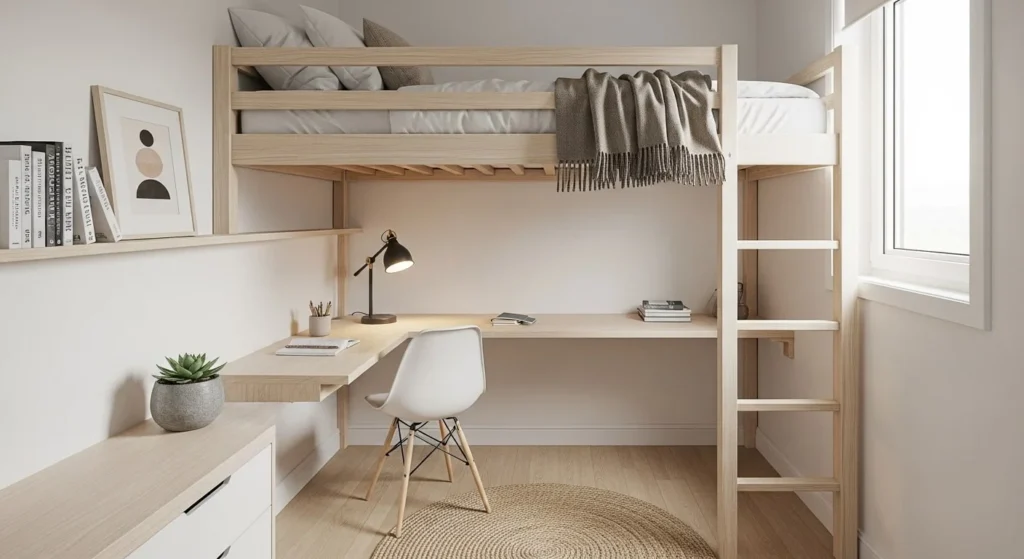 12 Small Bedroom Ideas to Maximize Space and Style 7 Select a Platform or Loft Bed-min