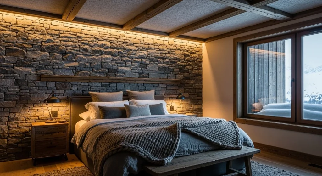 15 Rustic Bedroom Ideas with Natural Charm 6 Stone Accent Wall-min