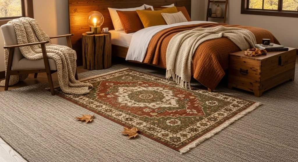 10 Fall Bedroom Decor Ideas to Transform Your Space for the Season 7 Swap Rugs for Warmth & Texture-min