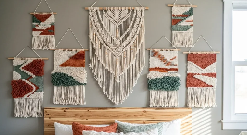 15 Cozy Bedroom Ideas with Warm Lighting and Textures 14 Textured Wall Art-min
