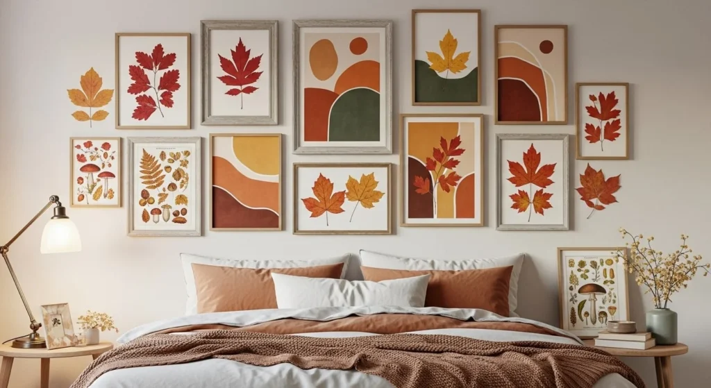 10 Fall Bedroom Decor Ideas to Transform Your Space for the Season 10 Update Wall Art with Autumn Motifs-min