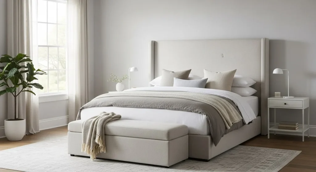 15 Neutral Bedroom Ideas That Feel Elegant and Timeless 15 Upholstered Furniture-min