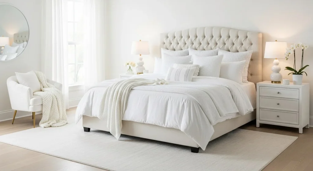 15 Neutral Bedroom Ideas That Feel Elegant and Timeless 8 White and Cream Minimalism-min