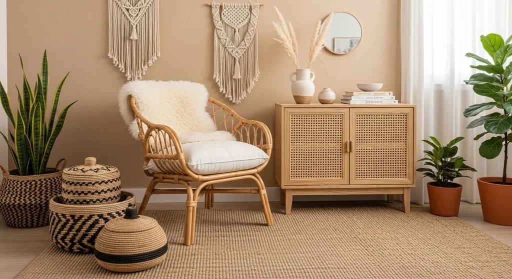 15 Earth Tone Ideas to Create a Timeless, Cozy Space 10 Woven and Rattan Accents-min