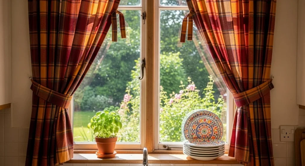 20 Fall Kitchen Decor Ideas to Refresh Your Space This Season 18 Add Fall-Themed Curtains or Valances-min