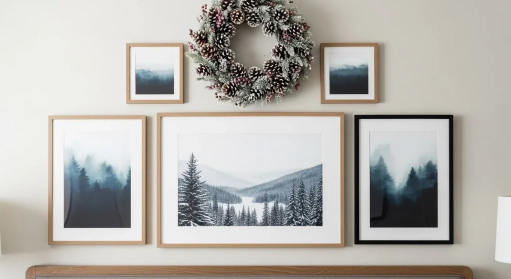 12 Winter Bedroom Ideas for a Warm and Cozy Retreat 13 Add Layered Wall Art-min