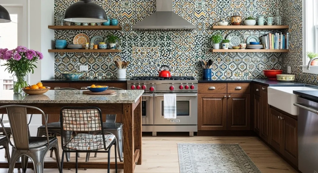 10 Eclectic Kitchen Ideas to Transform Your Space 6 Add Statement Tiles or Backsplashes-min