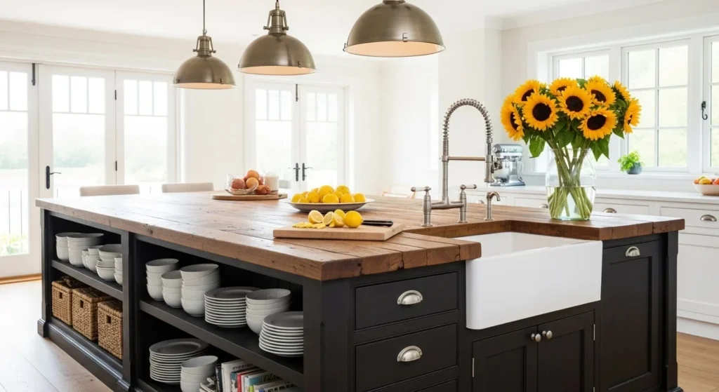 15 Modern Farmhouse Kitchens Ideas to Elevate Your Home Design 11 Add a Functional Kitchen Island-min