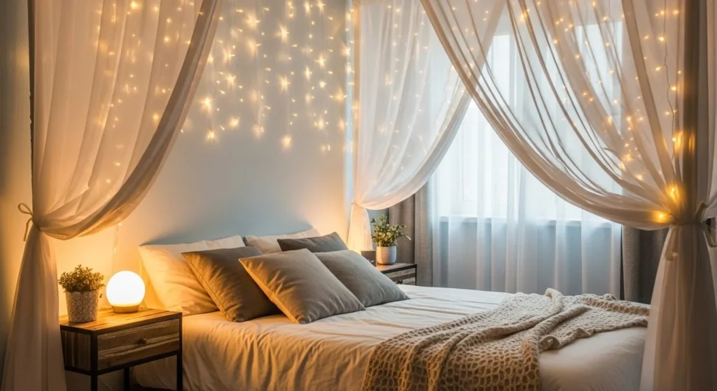 10 Valentine Day Bedroom Ideas for a Romantic Touch 7 Ambient String Lighting-min