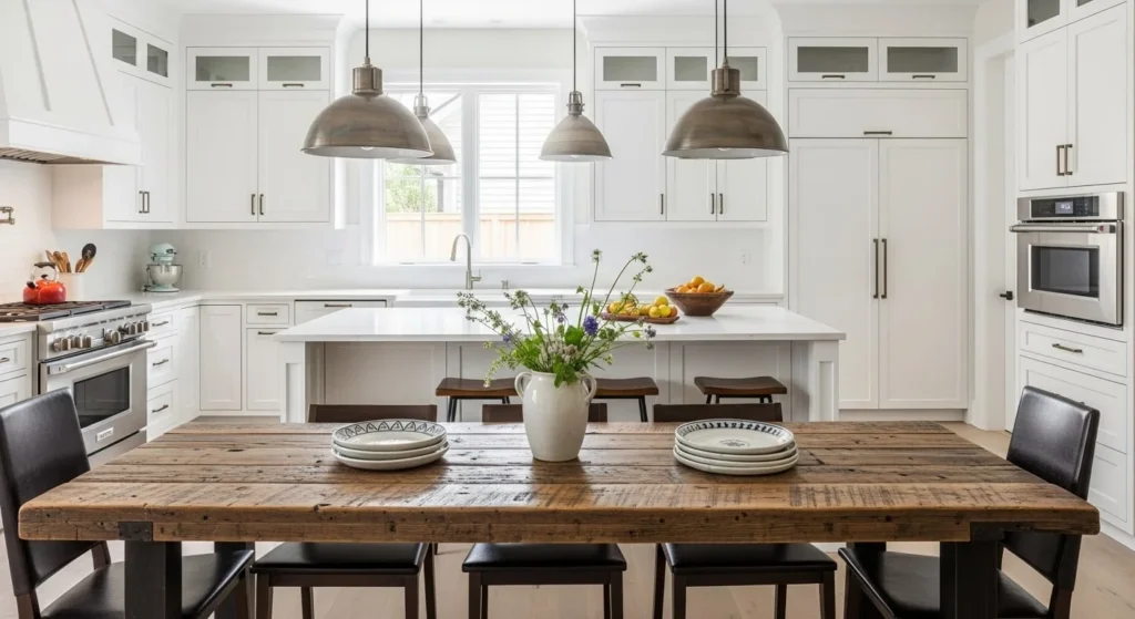 15 Modern Farmhouse Kitchens Ideas to Elevate Your Home Design 14 Blend Rustic Furniture Pieces-min