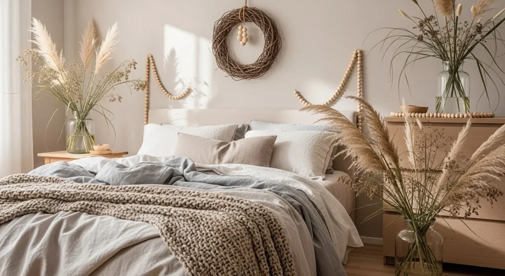 15 Holiday Bedroom Decor Ideas to Create Festive Cheer 8 Cozy Neutral & Natural-min