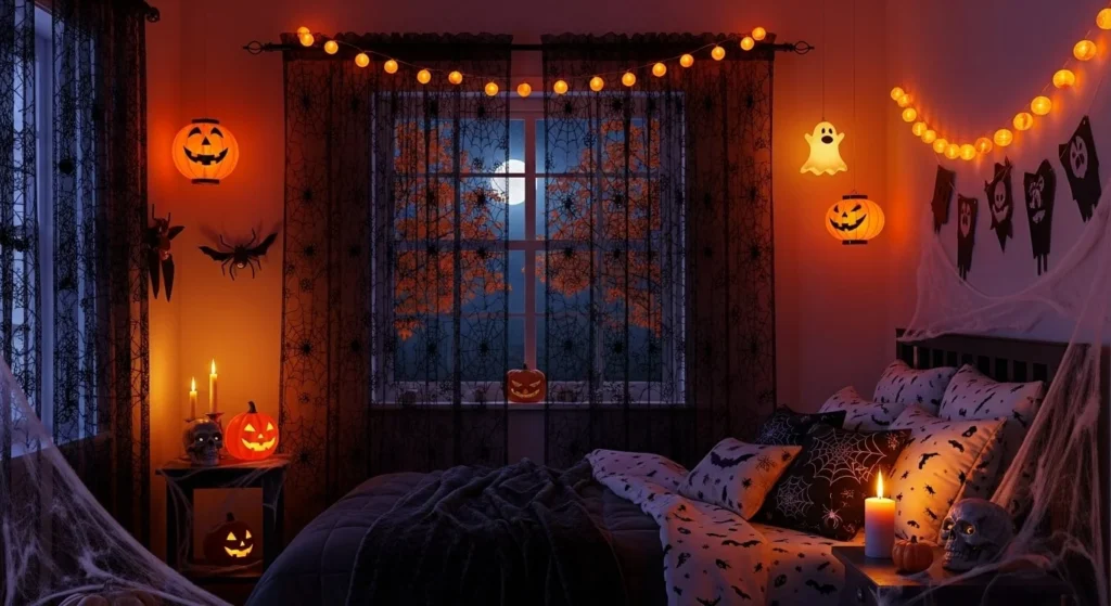 10 Halloween Bedroom Decor Ideas for a Spooky Twist 6 Creepy Curtains and Drapes-min