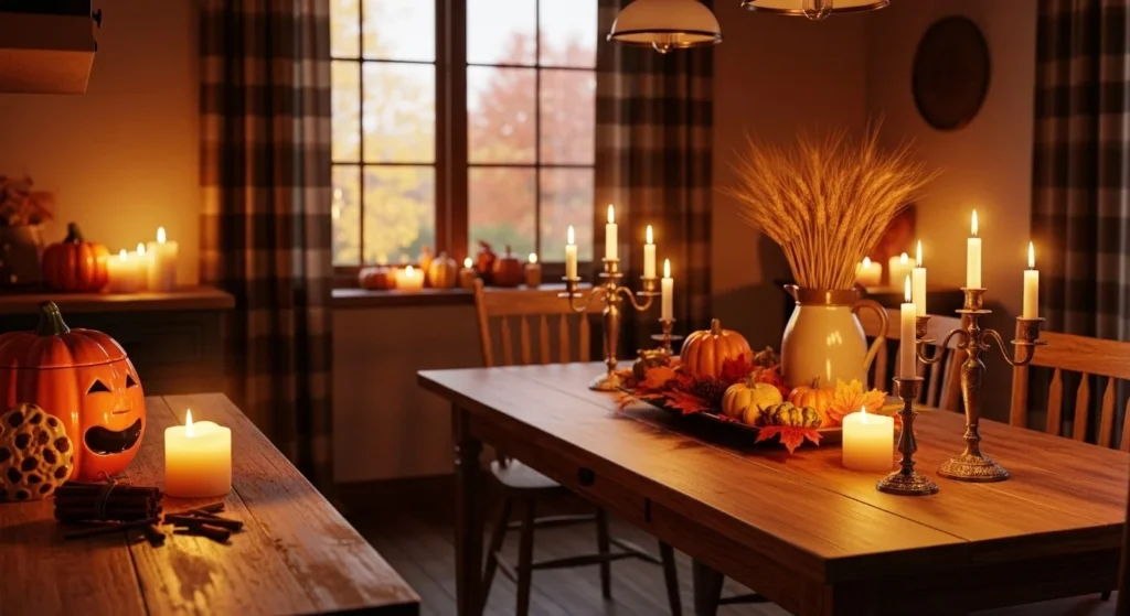 20 Fall Kitchen Decor Ideas to Refresh Your Space This Season 14 Decorate with Mini Lanterns and Candles-min
