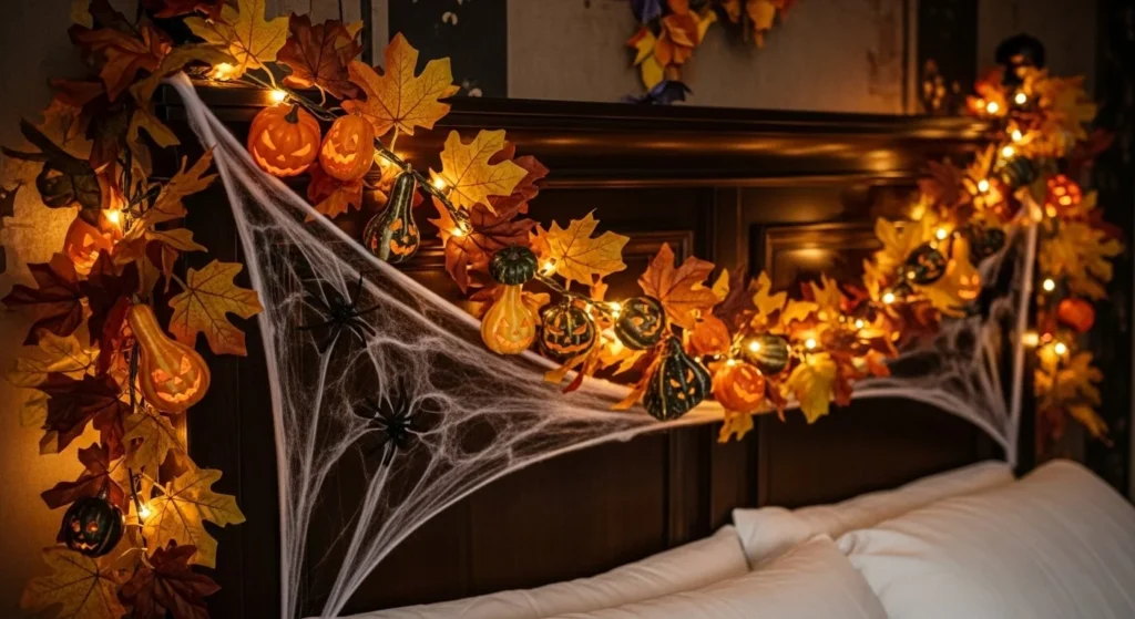 10 Halloween Bedroom Decor Ideas for a Spooky Twist 7 Haunted Garland and Wreaths-min