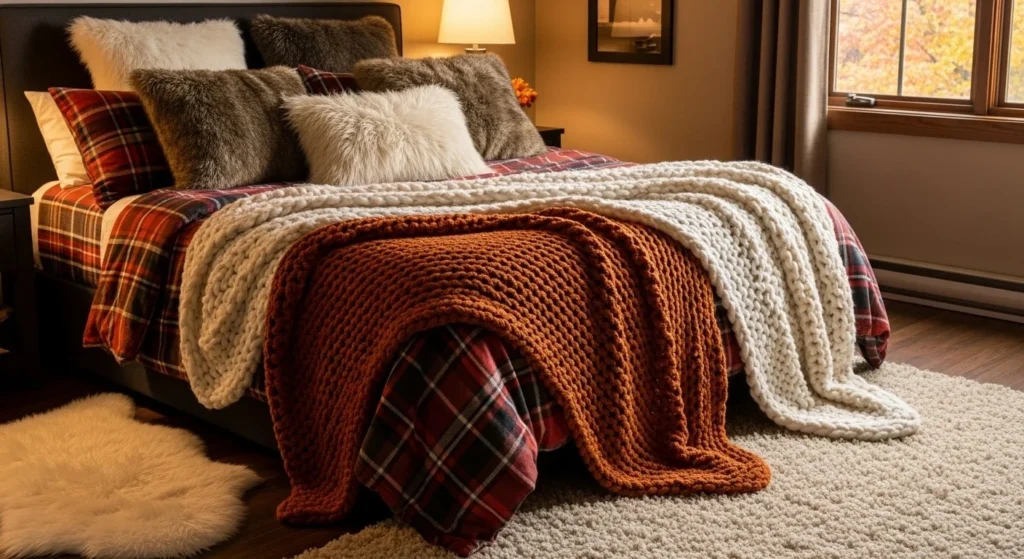 10 Fall Bedroom Decor Ideas to Transform Your Space for the Season 4 Layer Cozy Textures-min