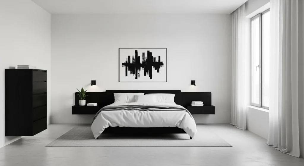 10 Black and White Bedroom Ideas for Modern Elegance 3 Monochrome Minimalism-min