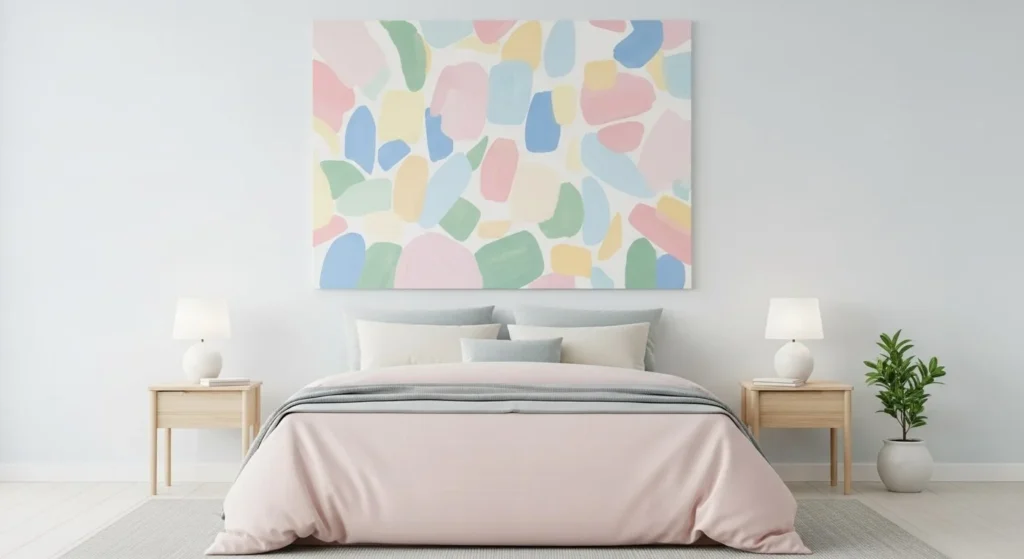 15 Pastel Bedroom Ideas for a Soft and Calming Look 15 Pastel Artwork Accents-min