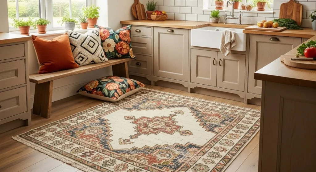 10 Eclectic Kitchen Ideas to Transform Your Space 11 Play with Patterned Textiles-min