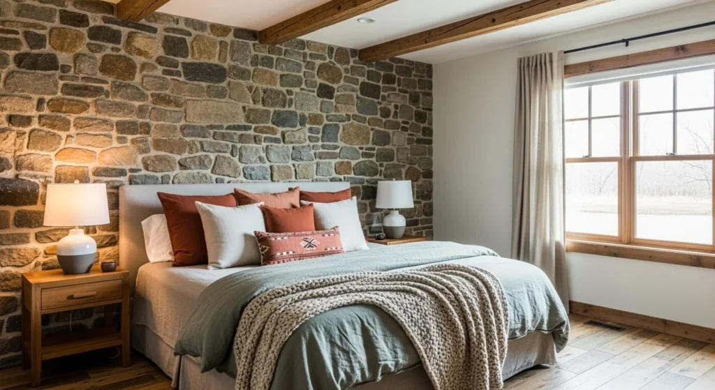 12 Earth Tone Bedroom Ideas for a Timeless, Cozy Space 8 Rustic Stone Elements-min