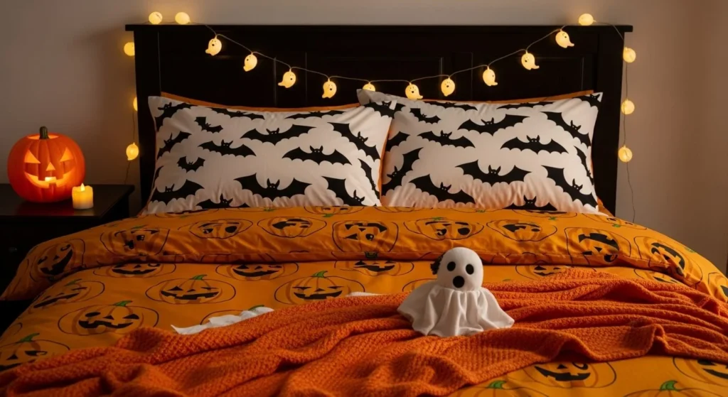 10 Halloween Bedroom Decor Ideas for a Spooky Twist 3 Spooky Bedding and Pillows-min