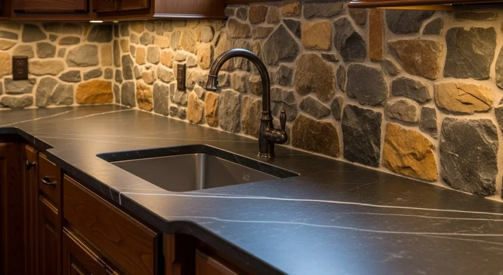 13 Earthy Kitchen Ideas to Transform Your Space with Natural Elements 5 Stone Countertops or Backsplashes-min