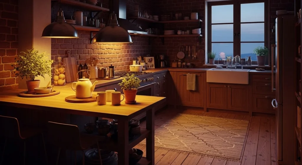 20 Fall Kitchen Decor Ideas to Refresh Your Space This Season 20 Update Your Lighting with Warm Bulbs-min