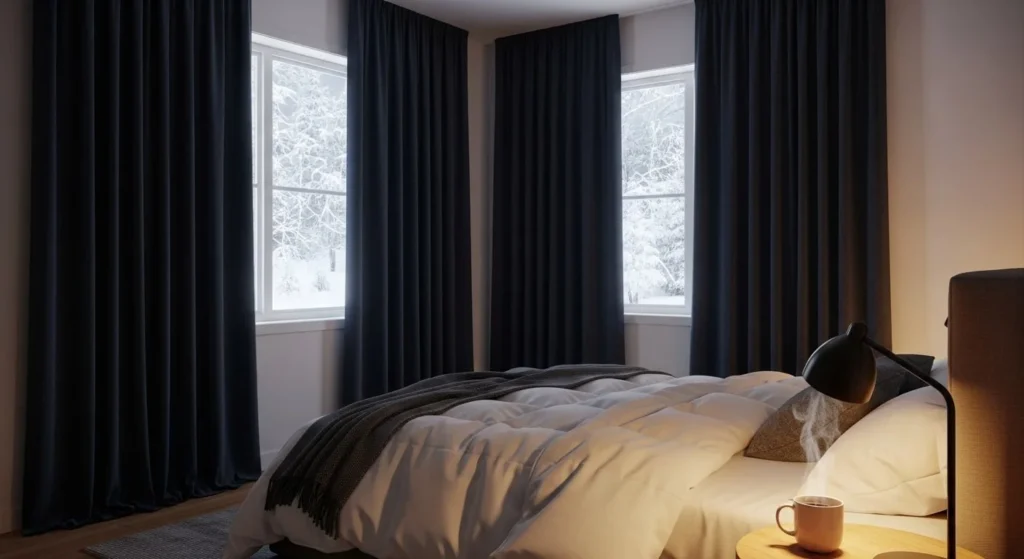 12 Winter Bedroom Ideas for a Warm and Cozy Retreat 10 Use Heavy Curtains for Warmth-min