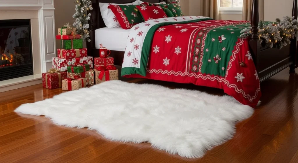 12 Christmas Bedroom Ideas to Bring Holiday Magic 12 Warm Rugs & Layers-min