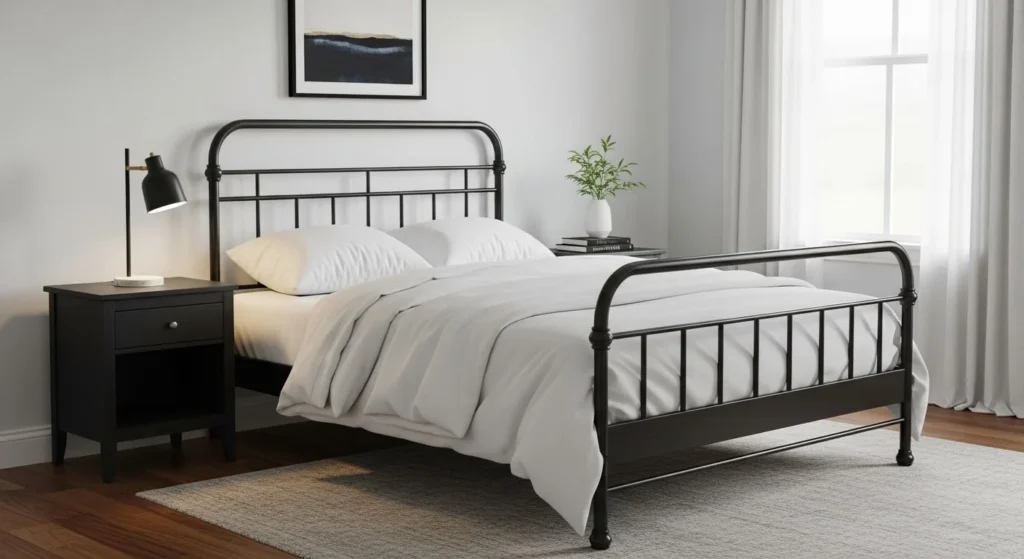 10 Black and White Bedroom Ideas for Modern Elegance 6 White Bedding with Black Frames-min