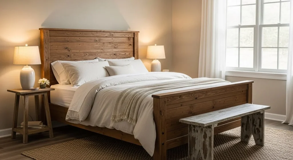 12 Earth Tone Bedroom Ideas for a Timeless, Cozy Space 6 Wooden Bed Frame-min
